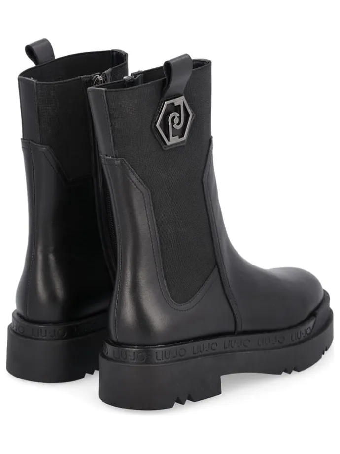 Leder-Boots in Schwarz