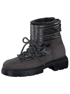 Leder-Boots in Schwarz/ Anthrazit
