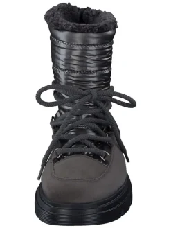 Leder-Boots in Schwarz/ Anthrazit