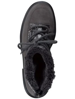 Leder-Boots in Schwarz/ Anthrazit