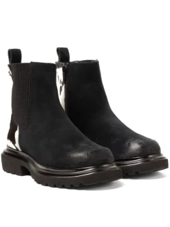 Leder-Boots in Schwarz/ Weiß