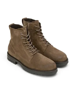 Leder-Boots in Taupe