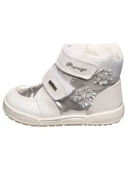 Leder-Boots in Weiß/ Silber