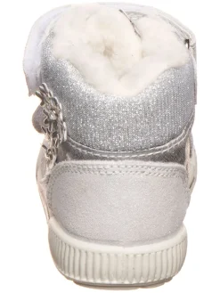 Leder-Boots in Weiß/ Silber