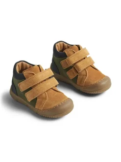 Leder-Boots "Ivalo" in Khaki/ Dunkelblau/ Hellbraun