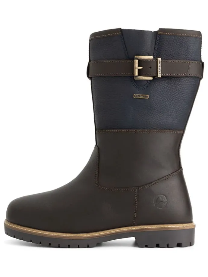 Leder-Boots "Landvik" in Dunkelblau/ Braun