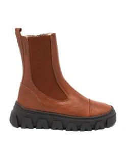 Leder-Boots "Nilla" in Hellbraun