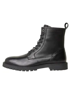 Leder-Boots "Trucker" in Schwarz