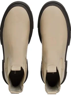 Leder-Chelsea-Boots in Beige