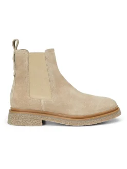 Leder-Chelsea-Boots in Beige