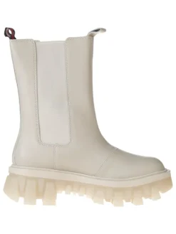 Leder-Chelsea-Boots in Beige