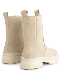 Leder-Chelsea-Boots in Beige