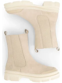 Leder-Chelsea-Boots in Beige