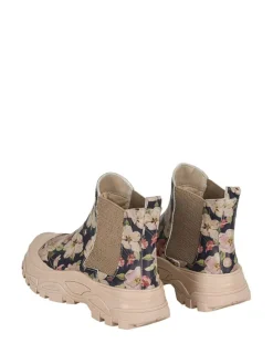 Leder-Chelsea-Boots in Beige/ Dunkelblau/ Bunt