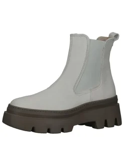Leder-Chelsea-Boots in Creme/ Taupe