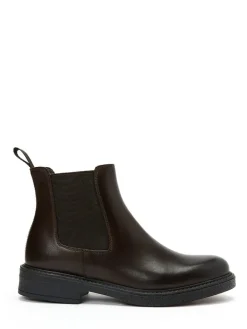 Leder-Chelsea-Boots in Dunkelbraun