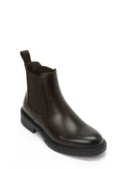Leder-Chelsea-Boots in Dunkelbraun