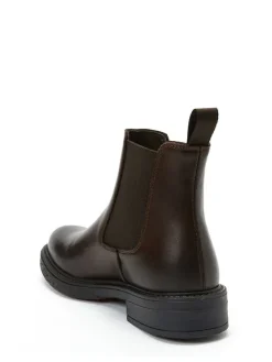 Leder-Chelsea-Boots in Dunkelbraun
