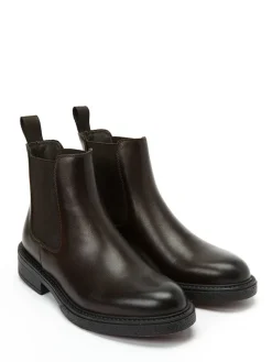 Leder-Chelsea-Boots in Dunkelbraun