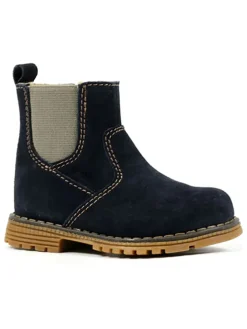 Leder-Chelsea-Boots in Dunkelblau
