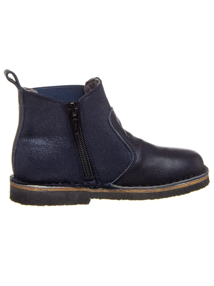 Leder-Chelsea-Boots in Dunkelblau