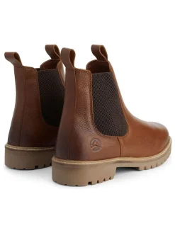 Leder-Chelsea-Boots in Hellbraun