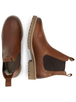 Leder-Chelsea-Boots in Hellbraun