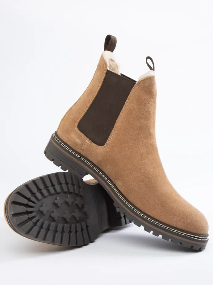 Leder-Chelsea-Boots in Hellbraun