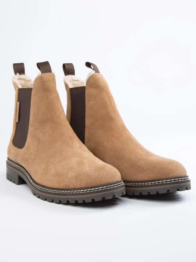 Leder-Chelsea-Boots in Hellbraun