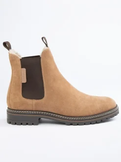 Leder-Chelsea-Boots in Hellbraun