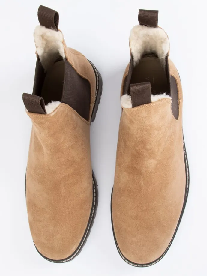 Leder-Chelsea-Boots in Hellbraun