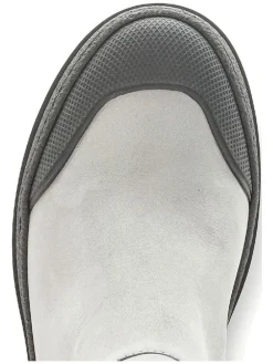 Leder-Chelsea-Boots in Hellgrau/ Schwarz