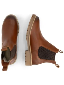 Leder-Chelsea-Boots in Hellbraun