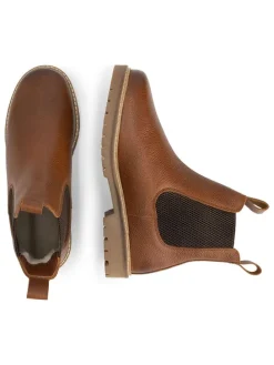 Leder-Chelsea-Boots in Hellbraun