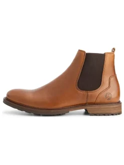 Leder-Chelsea-Boots in Hellbraun