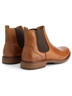 Leder-Chelsea-Boots in Hellbraun