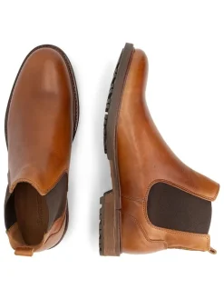 Leder-Chelsea-Boots in Hellbraun
