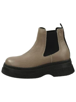 Leder-Chelsea-Boots in Hellbraun/ Schwarz