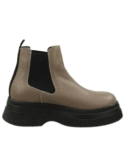 Leder-Chelsea-Boots in Hellbraun/ Schwarz
