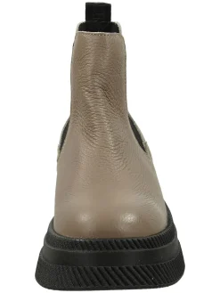 Leder-Chelsea-Boots in Hellbraun/ Schwarz