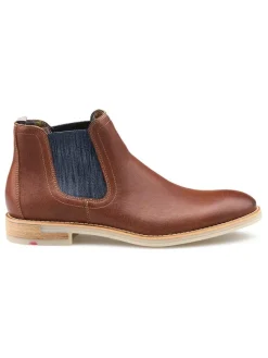 Leder-Chelsea-Boots in Hellbraun