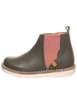 Leder-Chelsea-Boots in Khaki