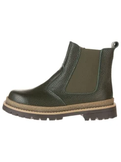Leder-Chelsea-Boots in Khaki