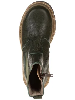 Leder-Chelsea-Boots in Khaki