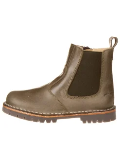 Leder-Chelsea-Boots in Khaki