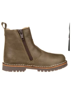 Leder-Chelsea-Boots in Khaki