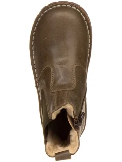 Leder-Chelsea-Boots in Khaki