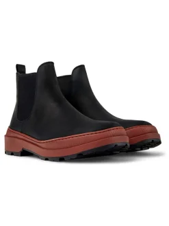 Leder-Chelsea-Boots in Schwarz/ Hellbraun