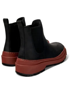 Leder-Chelsea-Boots in Schwarz/ Hellbraun