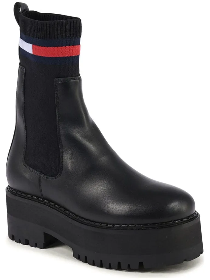 Leder-Chelsea-Boots in Schwarz